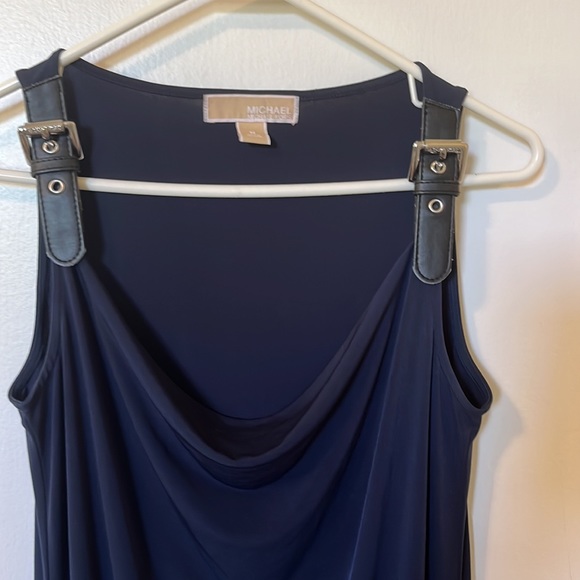 Michael Kors blue knit jersey dress with shoulder buckles, size medium. - Picture 2 of 2